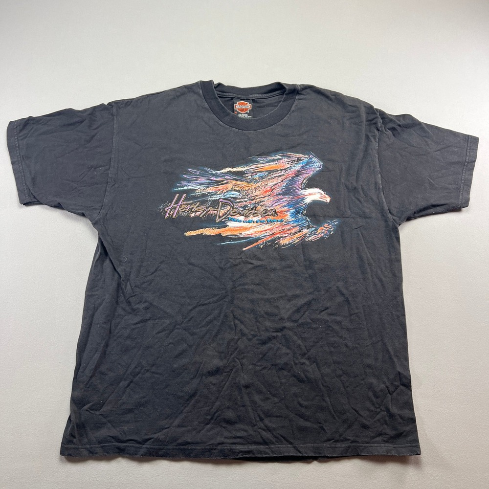 Vintage Harley Davidson Eagle T Shirt Mens XL Black Barnett El Paso Tx Graphic